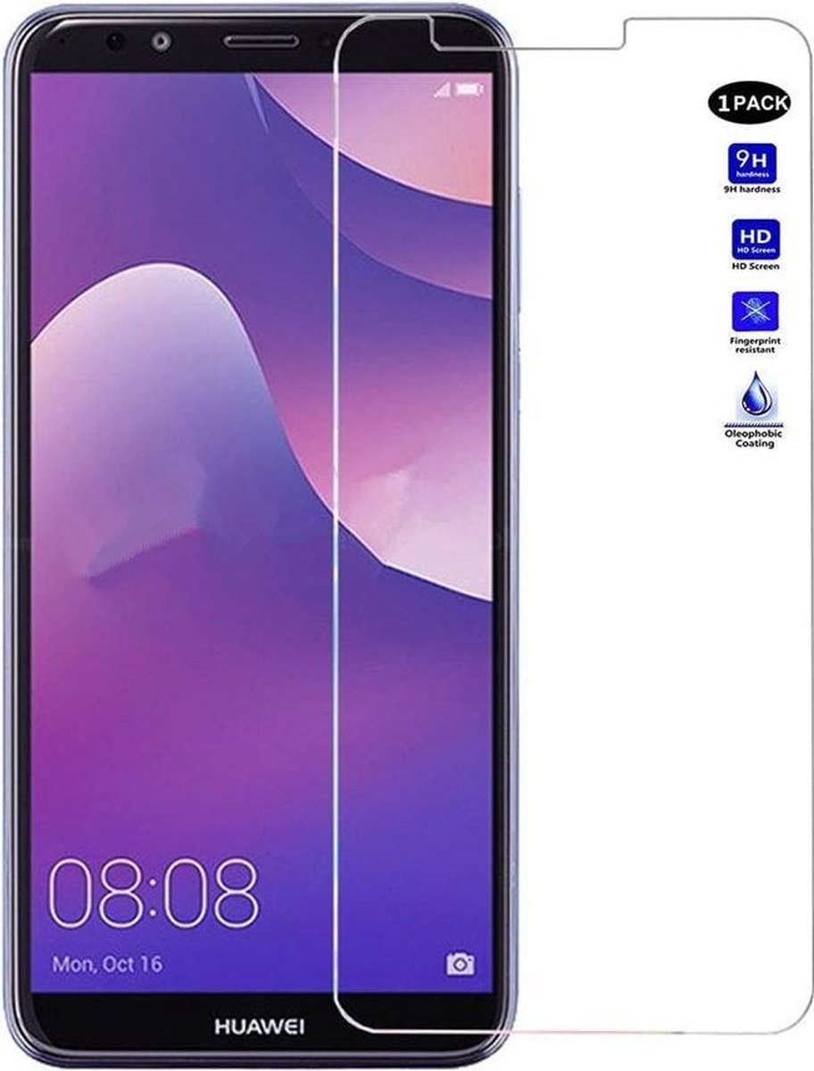 Screenprotector Glas - Tempered Glass Screen Protector Geschikt voor: Huawei Y7 2018 - 1x