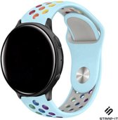 Strap-it Siliconen sport bandje - geschikt voor Garmin Vivoactive 3 / Venu / Venu SQ / Vivomove HR / Forerunner 245 / 645 - lichtblauw/kleurrijk