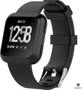 Siliconen Smartwatch bandje - Geschikt voor Fitbit Versa / Versa 2 bandje siliconen - zwart - Strap-it Horlogeband / Polsband / Armband - Maat: Maat L