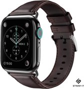 Strap-it Band geschikt voor Apple Watch 6 - leren bandje - donkerbruin - Maat: 42mm & 44mm