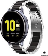 Strap-it Stalen schakel smartwatch bandje - geschikt voor Samsung Galaxy Watch Active / Active2 40 & 44mm / Galaxy Watch 3 41mm / Galaxy Watch 1 42mm / Gear Sport - zilver/zwart