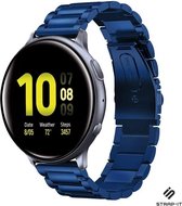 Strap-it Stalen schakel smartwatch bandje - geschikt voor Samsung Galaxy Watch Active / Active2 40 & 44mm / Galaxy Watch 3 41mm / Galaxy Watch 1 42mm / Gear Sport - blauw
