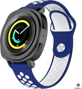 Siliconen Smartwatch bandje - Geschikt voor  Samsung Gear Sport sport band - blauw/wit - Strap-it Horlogeband / Polsband / Armband