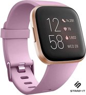 Siliconen Smartwatch bandje - Geschikt voor Fitbit Versa / Versa 2 silicone band - oud-roze - Strap-it Horlogeband / Polsband / Armband - Maat: Maat S