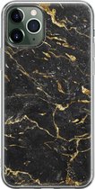 Leuke Telefoonhoesjes - Hoesje geschikt voor iPhone 11 Pro - Marmer zwart goud - Soft case - TPU - Marmer - Zwart