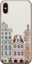 iPhone X/XS hoesje siliconen - Grachtenpandjes - Soft Case Telefoonhoesje - Amsterdam - Transparant, Multi