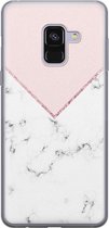 Samsung Galaxy A8 2018 hoesje siliconen - Marmer roze grijs - Soft Case Telefoonhoesje - Marmer - Roze