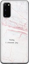 Leuke Telefoonhoesjes - Hoesje geschikt voor Samsung Galaxy S20 - Today I choose joy - Soft case - TPU - Tekst - Grijs