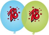 16x stuks Blauwe en groene leeftijd ballonnen 18 jaar - Verjaardag feestartikelen/versieringen