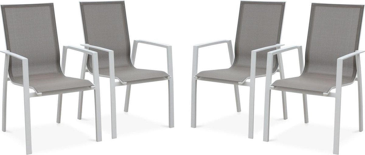 Set van 4 aluminium en textileen fauteuils