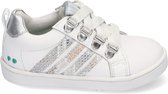 Bunnies JR Puk Pit Meisjes Lage Sneakers - Wit/Zilver - Leer - Veters