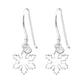 Zilver oorhangers sneeuwvlok met kristal | oorbellen dames zilver | kerst oorbellen | zilverana | Sterling 925 Silver