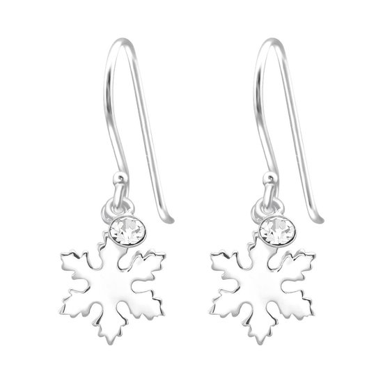 Zilver oorhangers sneeuwvlok met kristal | oorbellen dames zilver | kerst oorbellen | zilverana | Sterling 925 Silver