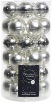 36x Zilveren kleine glazen kerstballen 4 cm mat en glans - Kerstversiering/boomversiering zilver