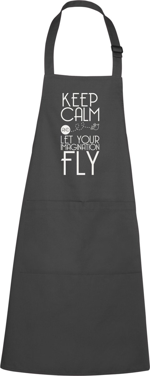 mijncadeautje - Luxe schort - Keep Calm - Let your imagination fly - chique grijs