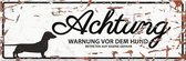 D&D Waakbord / Warning sign dachshund de Wit 40x14cm