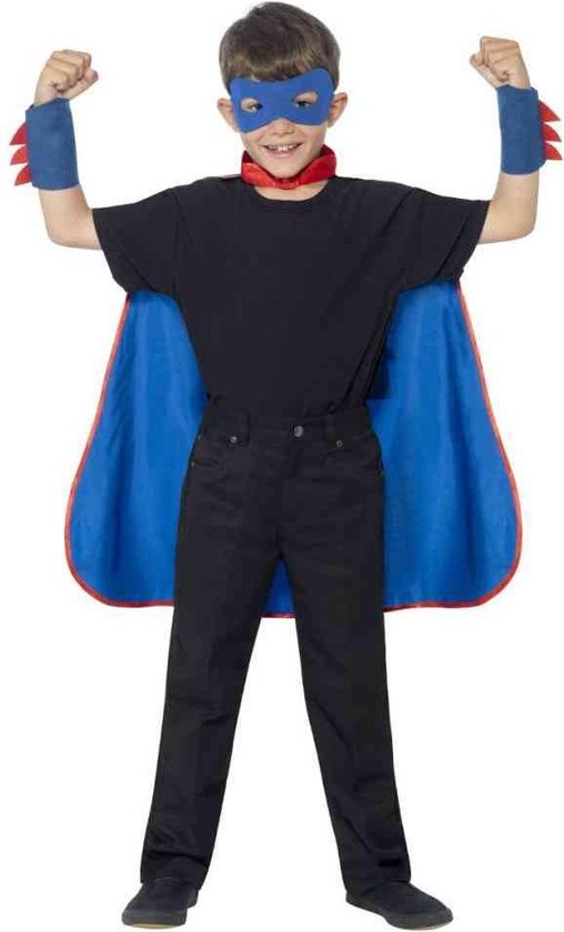 Smiffys - Super Hero Kostuum Accessoire Set Kids - Blauw