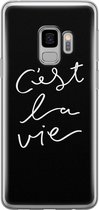 Samsung Galaxy S9 hoesje siliconen - C'est la vie - Soft Case Telefoonhoesje - Tekst - Grijs