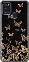 Samsung Galaxy A21s hoesje siliconen - Vlinders - Soft Case Telefoonhoesje - Print / Illustratie - Zwart