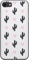 iPhone 8/7 hoesje siliconen - Cactus hartjes - Soft Case Telefoonhoesje - Planten - Transparant, Zwart