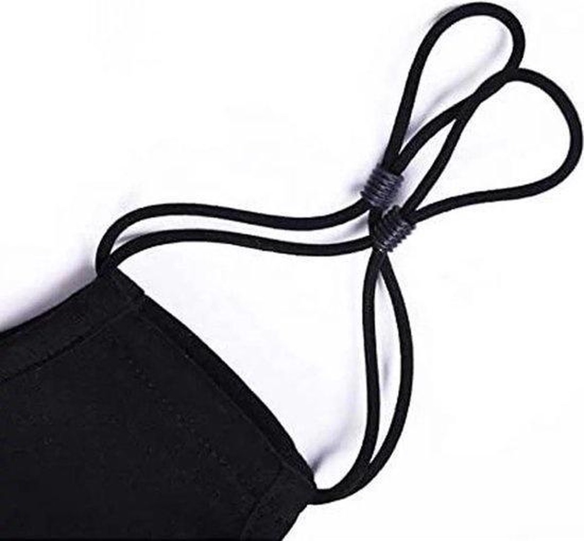 Zwart mondkapje verstelbaar (1-pack) wasbaar - elastische face mask - Merkloos