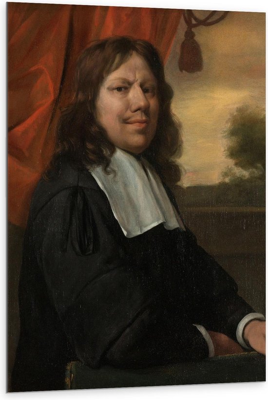 Dibond - Oude meesters - Zelfportret, Jan Havicksz. Steen, ca. 1670 - 80x120cm Foto op Aluminium (Wanddecoratie van metaal)