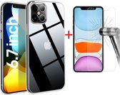iPhone 12 Pro Max hoesje transparant + 2x glazen screenprotector