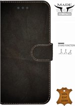 Handmade Echt Leer Book Case ( Samsung Galaxy Note 20 Ultra ) Bruin-Zwart.