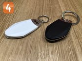 WL4 RFID luxe tag wit met metaal en serienummer en met key ring (Set van 5 stuks)