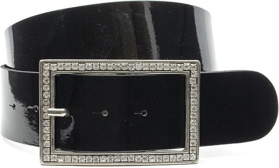 Large ceinture en laque noire avec boucle en strass | bol.com