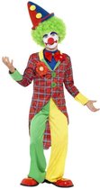 Smiffys - Kostuum - Clown - Roodgeruite jas met geel-groene broek - mt.110/116 - Maat S