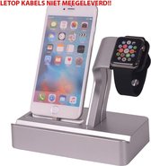 3 in 1 Apple Watch Standaard / Iphone houder voor Apple Watch/ iPhone 6 / 6 Plus /6s / 6s Plus /7 / 8 / 8 plus / Iphone X zilver