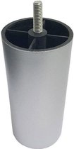 Zilveren plastic ronde meubelpoot 12 cm (M8)