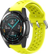 Siliconen Smartwatch bandje - Geschikt voor  Huawei Watch GT siliconen bandje met gaatjes - geel - 46mm - Horlogeband / Polsband / Armband