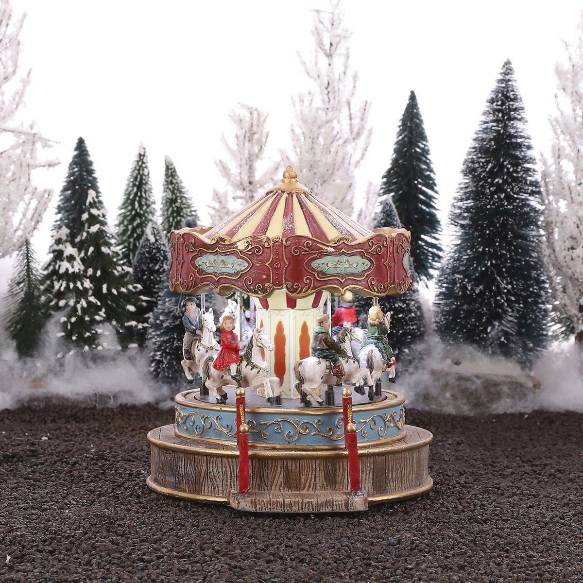 Luville Kerstdorp Miniatuur Carrousel L17,5 x B16 x H18 cm