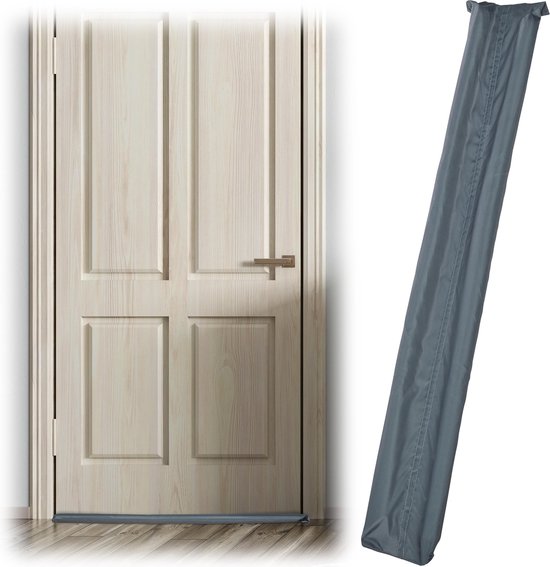 porte coupe-vent relaxdays - bande de tirage - portes jusqu'à 8 cm d'épaisseur - rouleau de traction - protection contre les courants d'air gris