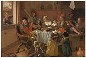 Poster – Oude Meesters - Het vrolijke huisgezin, Jan Havicksz. Steen, 1668 - 60x40cm Foto op Posterpapier