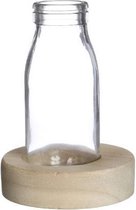 Houten voet met 14 cm glazen fles (1 pc)