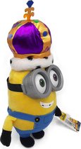 Minions - Koning Bob met Kroon - 3d Bril (plastic) - Pluche Knuffel - 38 cm