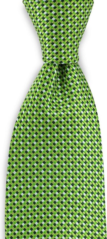 We Love Ties - Stropdas basket weave - geweven zuiver zijde high density - donkergroen / appelgroen / limegroen / wit