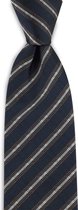 We Love Ties - Stropdas Manhattan - geweven zuiver zijde - blauw / bruin / wit