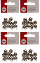 40x Metalen belletjes zilver met oog 11 mm hobby/knutsel benodigdheden - Kerst kersmuts belletjes - Kattenbellen - Hobby- en Knutselmateriaal