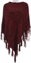 Poncho met Franjes - 65x65 cm - Rood