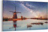 Schilderij - Hollandse molen 's nachts — 100x70 cm
