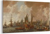 Schilderij - De aankomst van koning Karel II van Engeland te Rotterdam, 24 mei 1660 — 100x70 cm