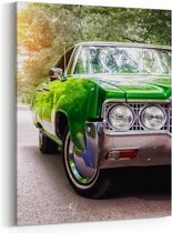 Schilderij - Old vintage green car close up — 70x100 cm