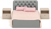 Lundby poppenhuis Basic - Slaapkamerset grijs/roze