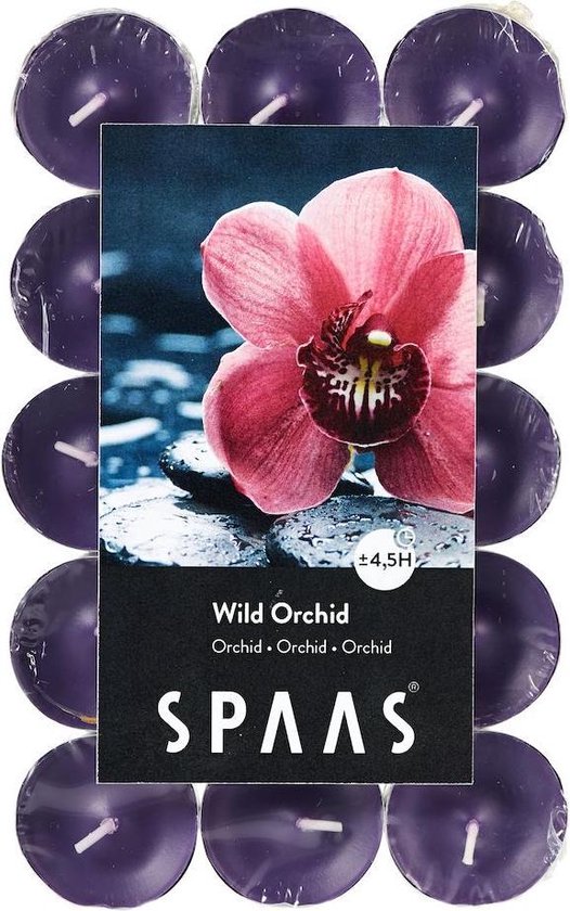 SPAAS 30 Tealights Geur, ± 4,5 heures - orchidée sauvage