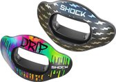 Shock Doctor 2 Pack Shields | kleur Tie Dye Drip / Repeat Chrome Bolt | mondbeschermer, opzetstuk, schild | geschikt voor meerdere sporten | American football