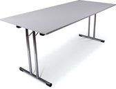 Inklapbare tafel recht | 180x80 | T-frame | Blad: Grijs | Frame: Chrome